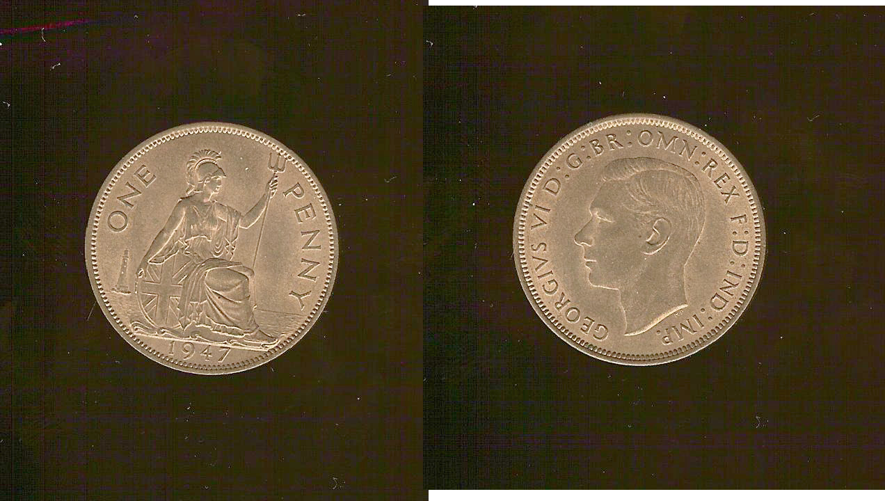ROYAUME-UNI 1 penny George VI 1947 SPL+
